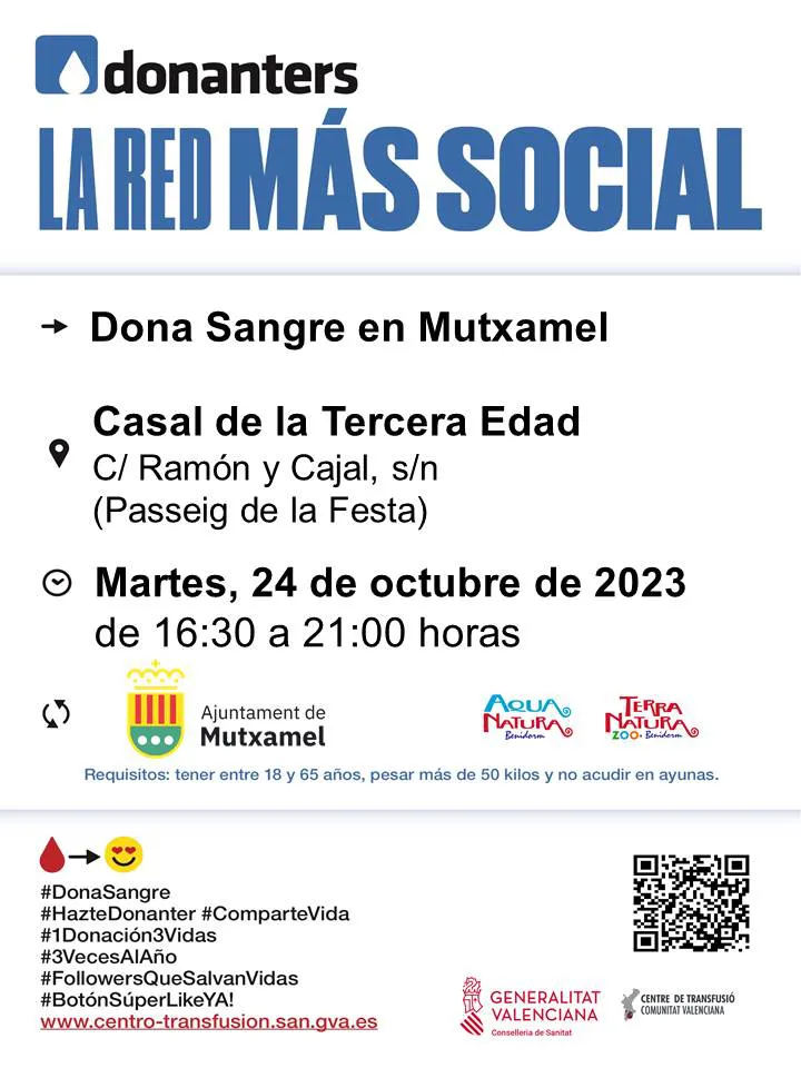 DONACION SANGRE MUTXAMEL 24.10 MUTXAMEL CASAL 3ª EDAD (C)