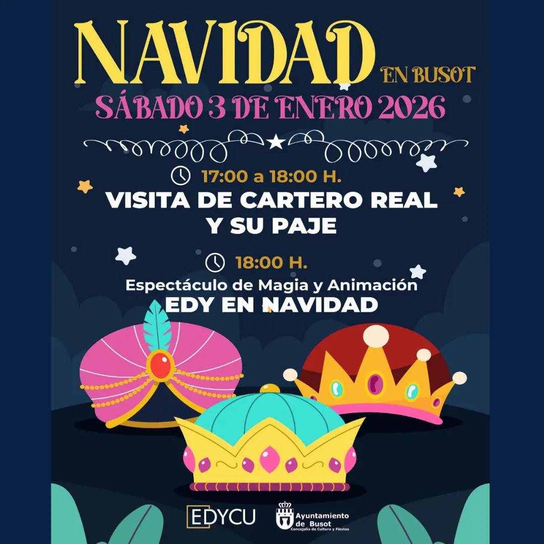 VISITA CARTERO REAL Y PAJE BUSOT CARTEL 2025