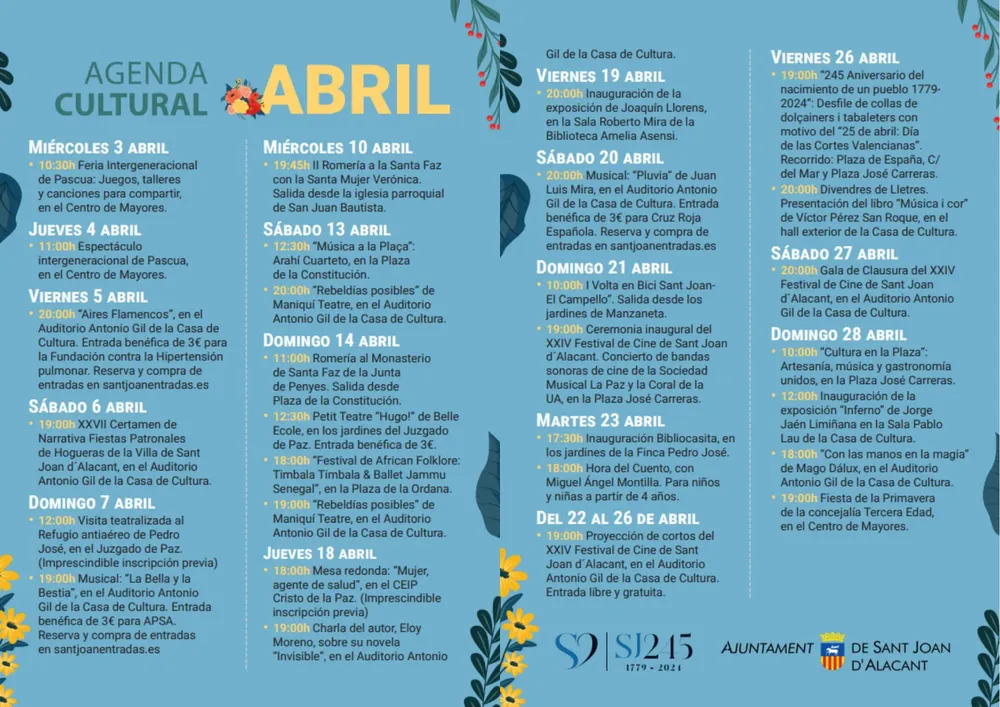 AGENDA CULTURAL ABRIL 2024