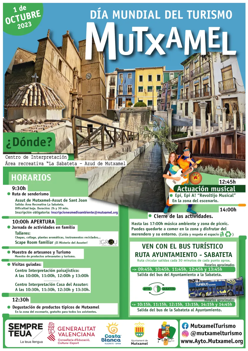MUTXAMEL CELEBRA EL DIA MUNDIAL DEL TURISMO CON ACTIVIDADES EN LA SABATETA EL 1 DE OCTUBRE