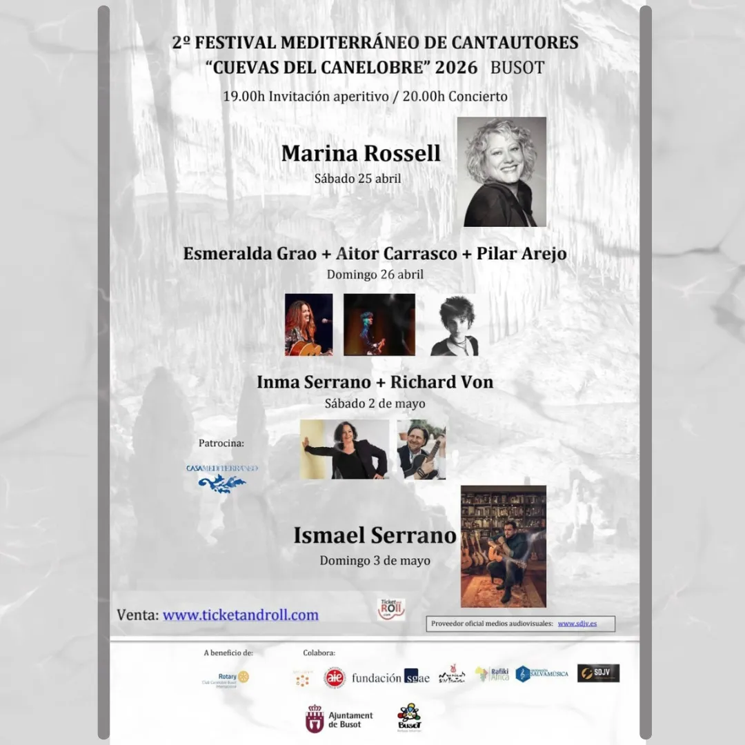 II FESTIVAL MEDITERRANEO DE  CANTAUTORES BUSOT 2026 CARTEL