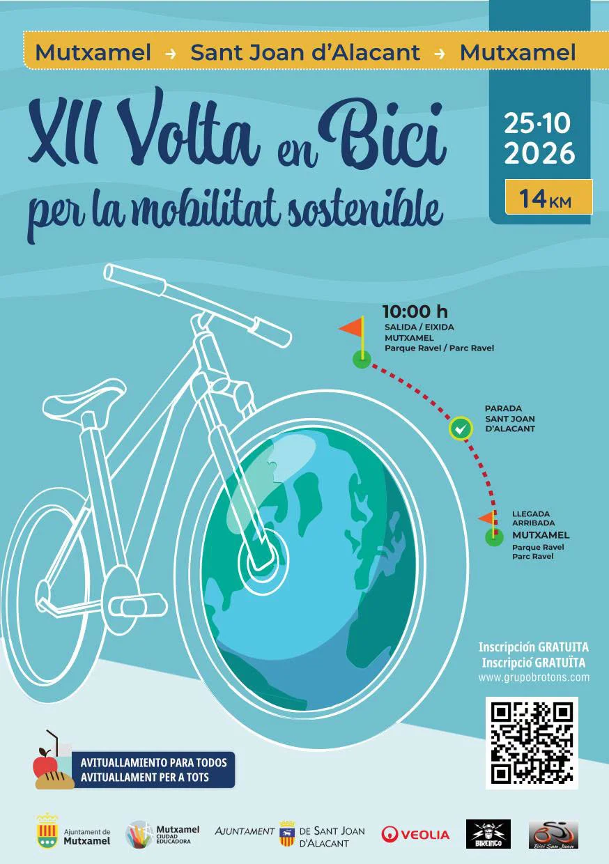 XII volta en bici mobilidaad Sant Joan Mutxamel 2026 cartel