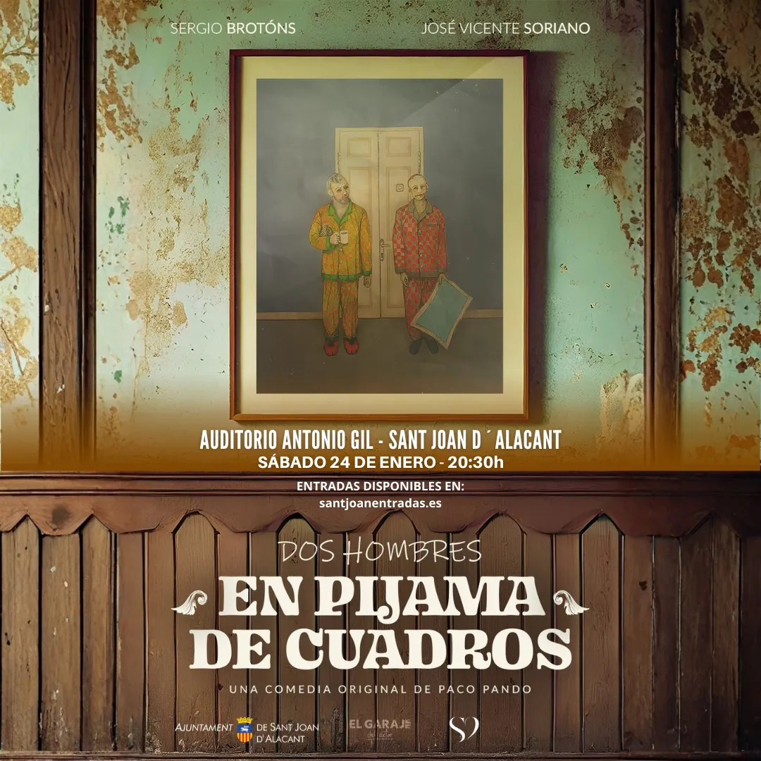 DOS HOMBRES EN PIJAMA DE CUADROS CARTEL 2025