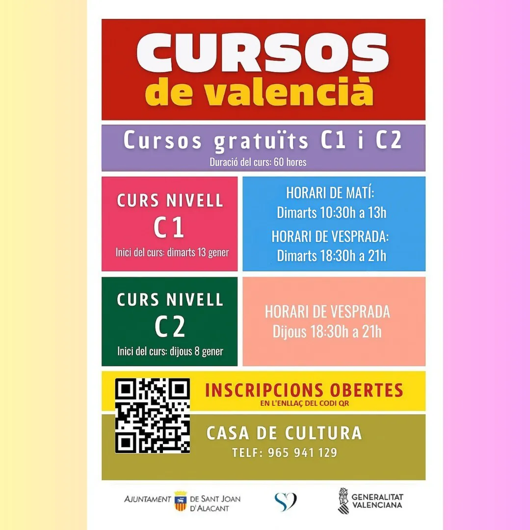 CURSOS DE VALENCIANO EN SANT JOAN 2025 CARTEL
