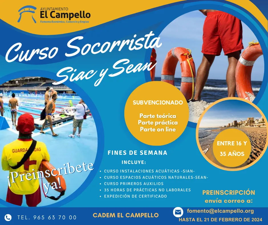 cartel preinscripcion curso socorrismo campello 2024