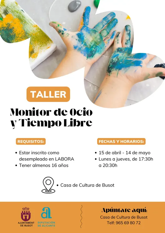 Taller de Monitor de Ocio y Tiempo Libre 2024 en busot cartel
