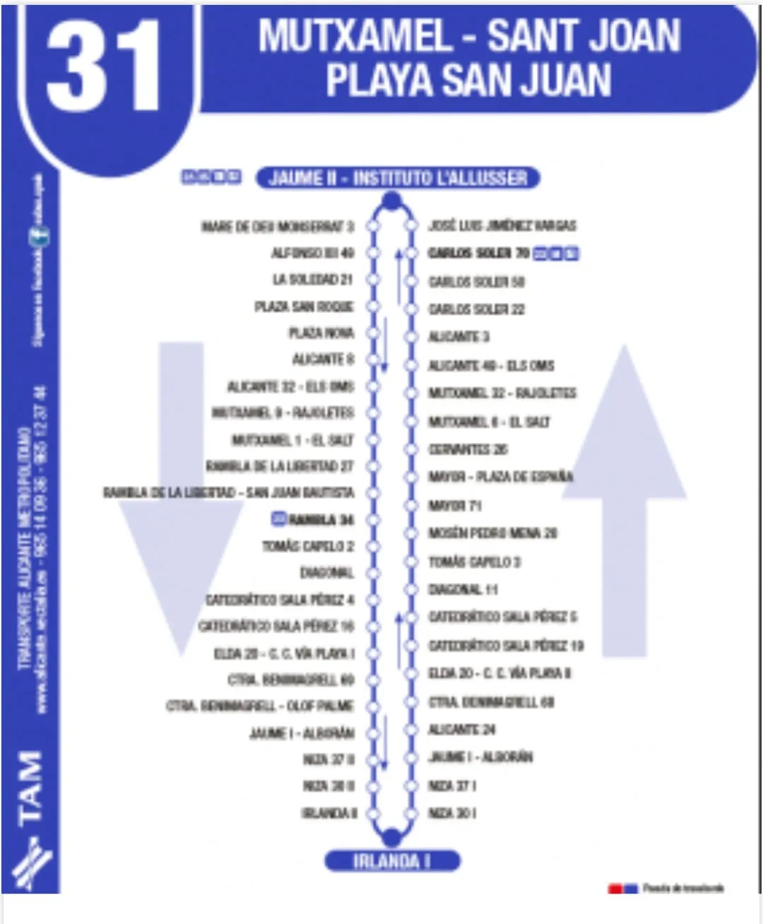 LINEA 31 AUTOBUS SANT JOAN MUTXAMEL PLAYA SAN JUAN