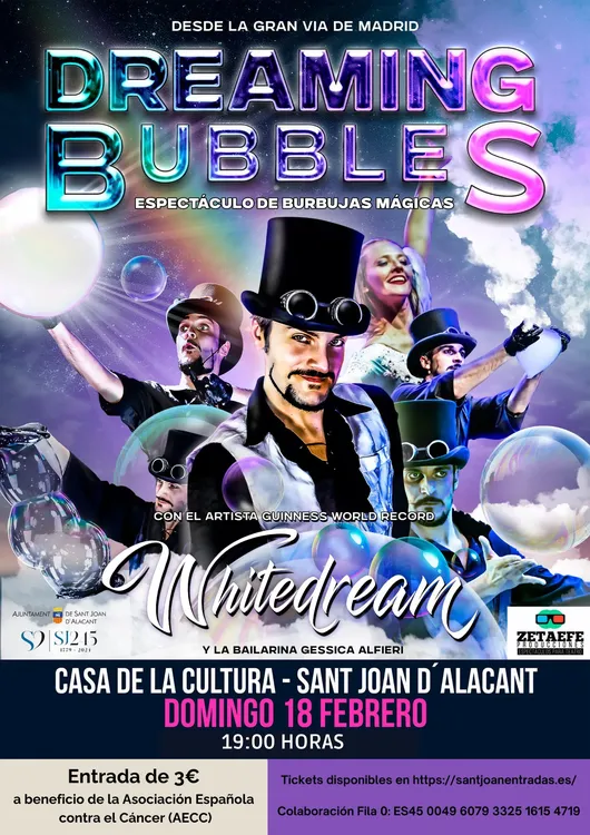 Whitedream y su Espectáculo de las Burbujas Mágicas sant joan 2024 caartel