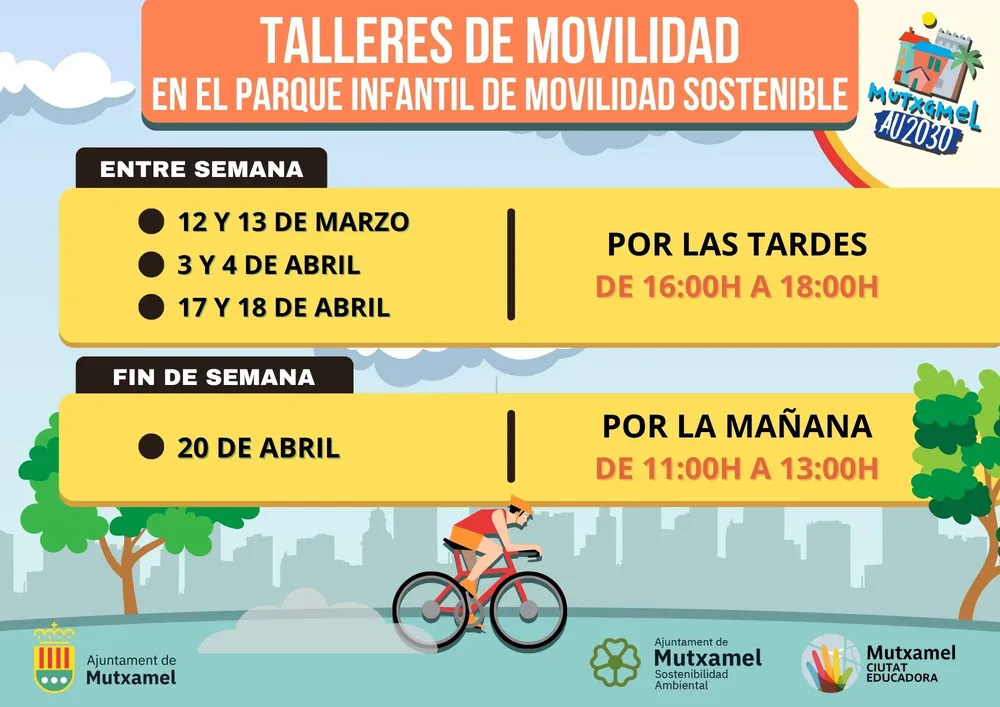 TALLERES DE MOVILIDAD SOSTENIBLE MUTXAMEL 2024 CARTEL