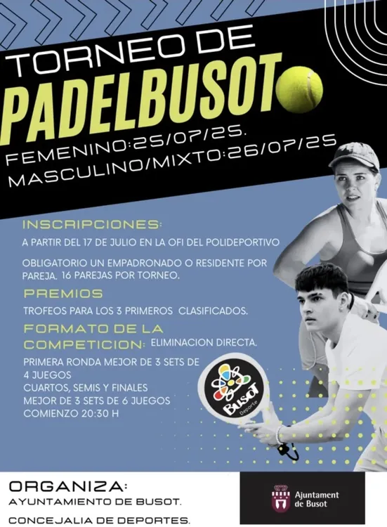TORNEO DE PADEL BUSOT 2025 CARTEL