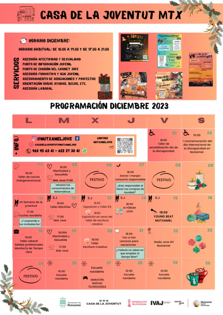 PROGRAMACION JUVENTUD MUTXAMEL DICIEMBRE 2023