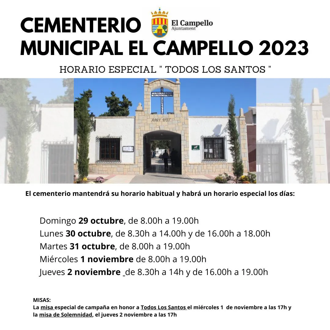 HORARIO CEMENTERIO EL CAMPELLO 2023
