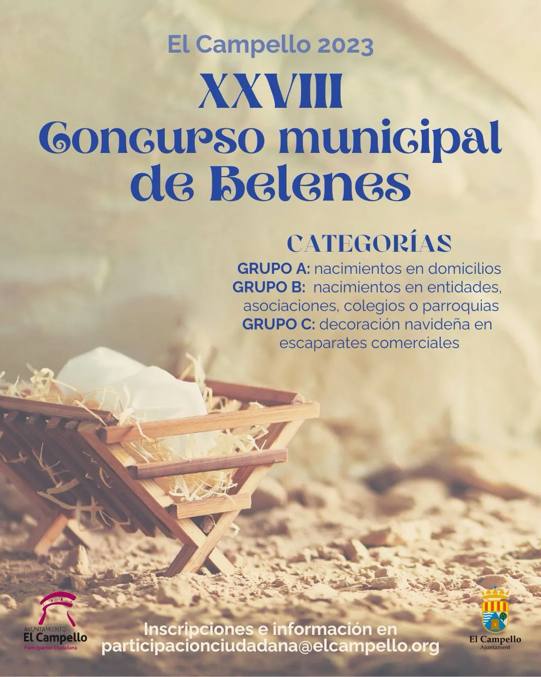 El Campello convoca el XXVIII concurso municipal de belenes cartel 2023