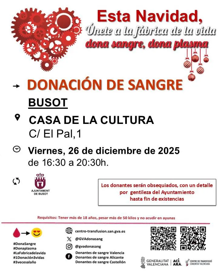 DONACION SANGRE BUSOT DICIEMBRE 2025 CARTEL